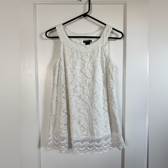 Lauren Michelle Tops - White Lace Sleeveless Top